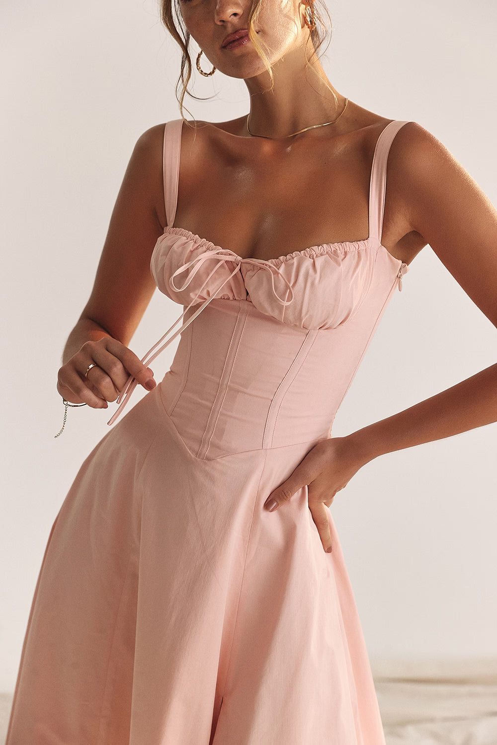 Carmen | Ruched Bodice with High Slit Midi Dress