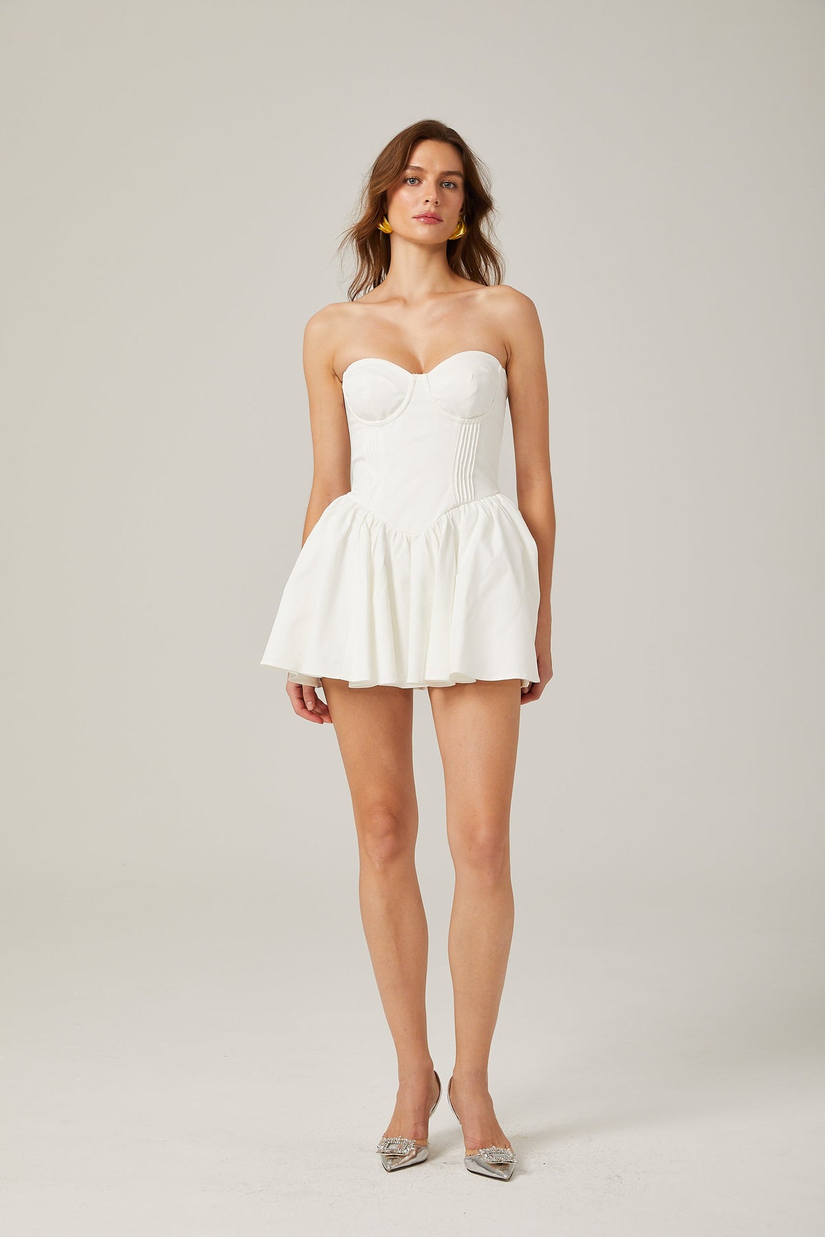 Mireille | White Off-the-Shoulder Bustier Mini Dress