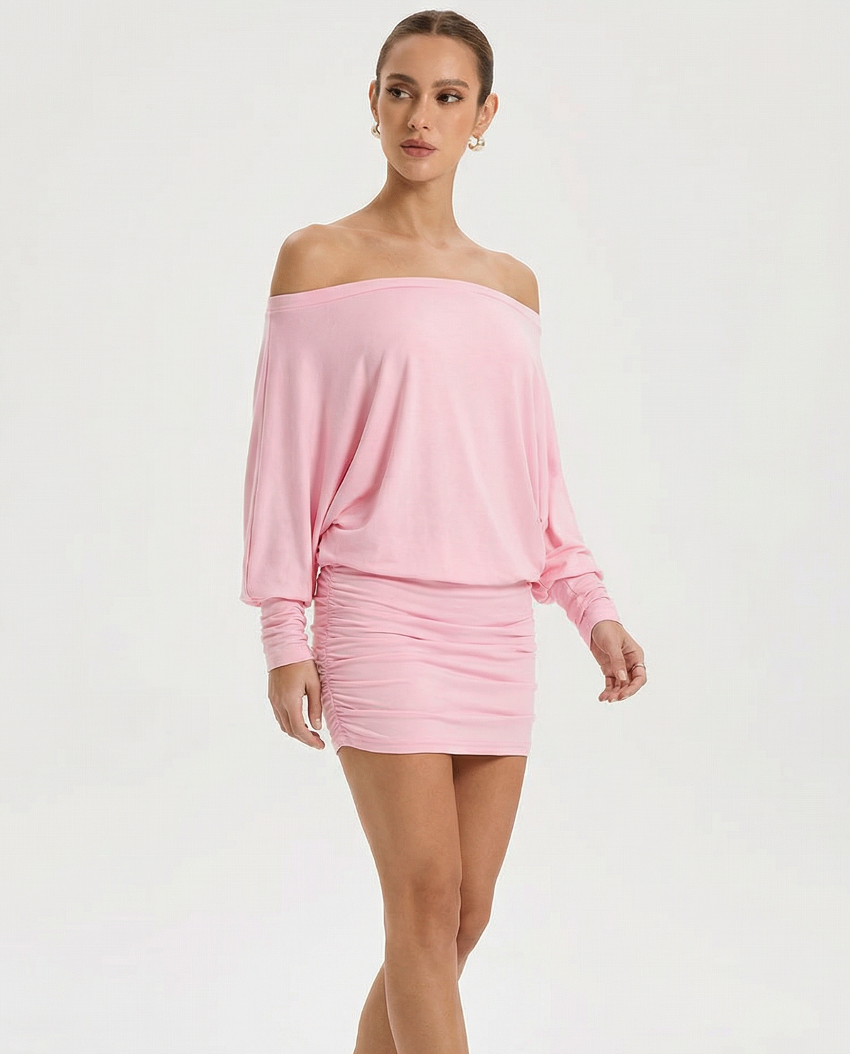 Sola | Ruched Mini Dress Draped Relaxed Top & Fitted Skirt