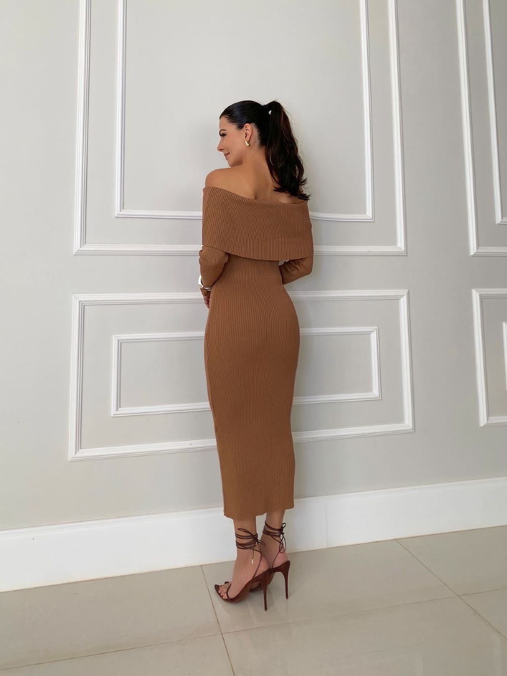 Angel | Off-Shoulder Black Maxi Dress – Premium Sculpting Knitted Gown