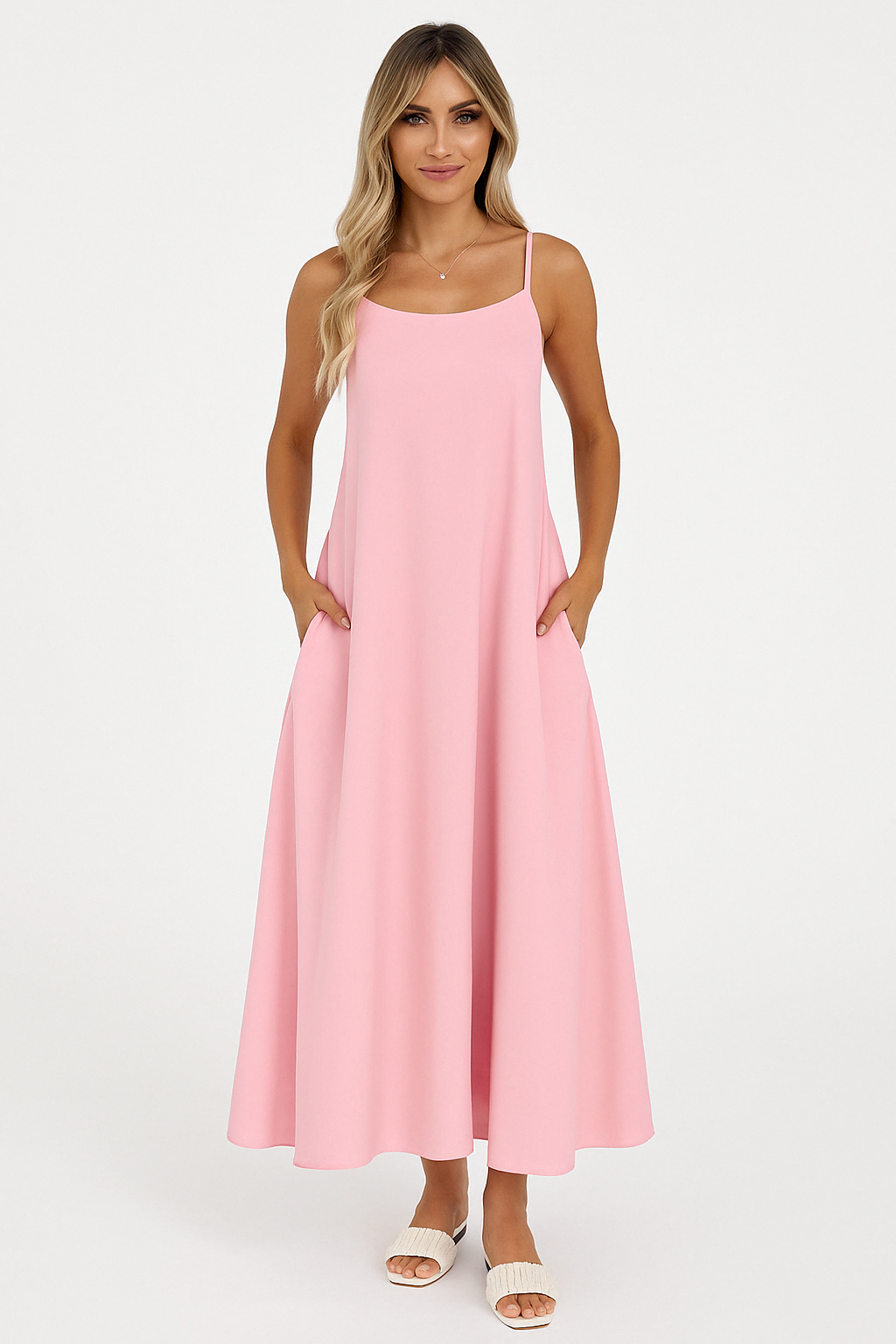 Celina | A-Line Spaghetti Strap Midi Dress