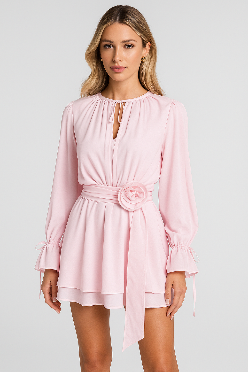 Rosette | Airy Bishop Sleeve Chiffon Mini Dress