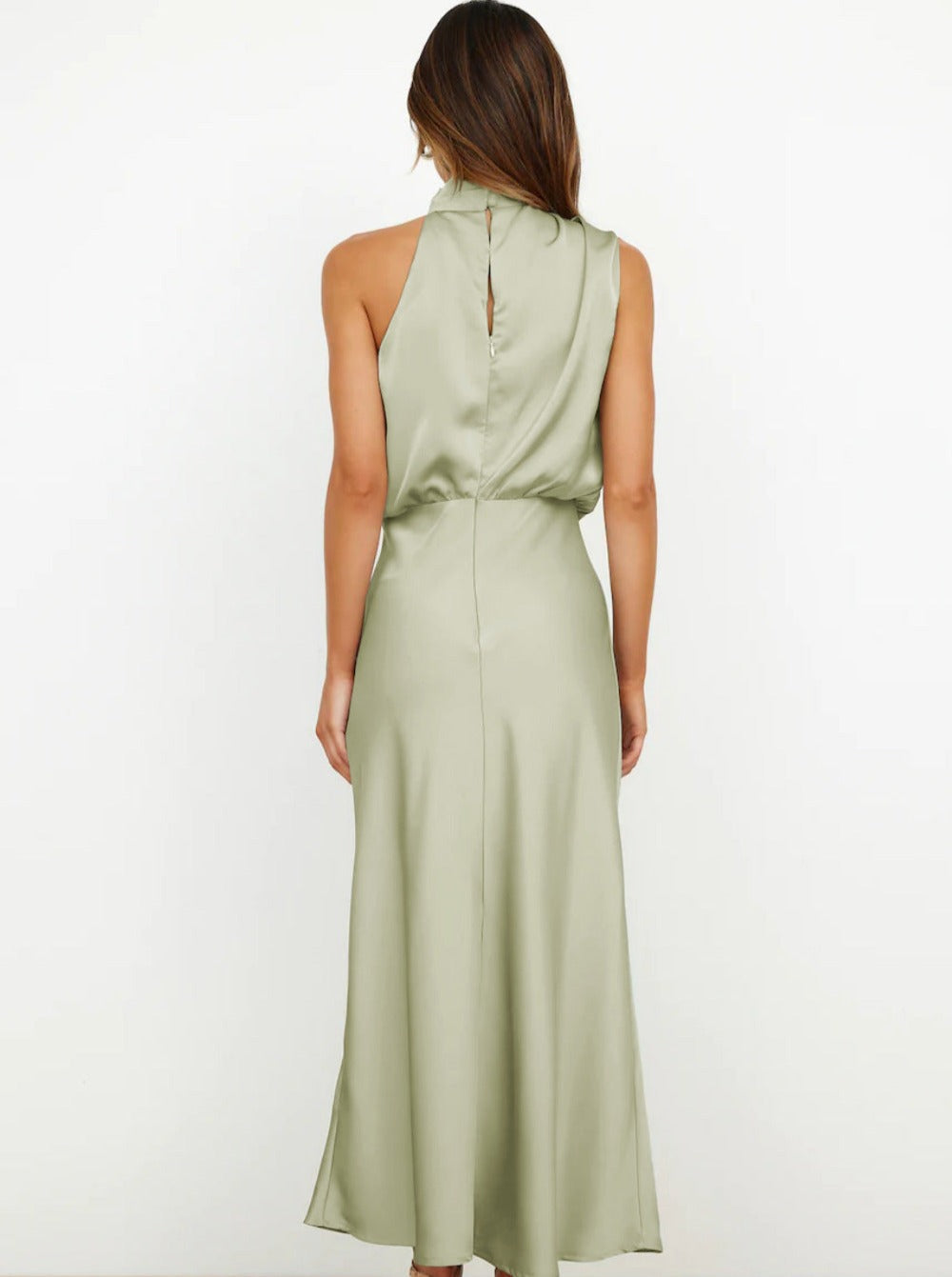Briony | Women's Green Elegant Halter Neck Maxi Wedding Guest Dress