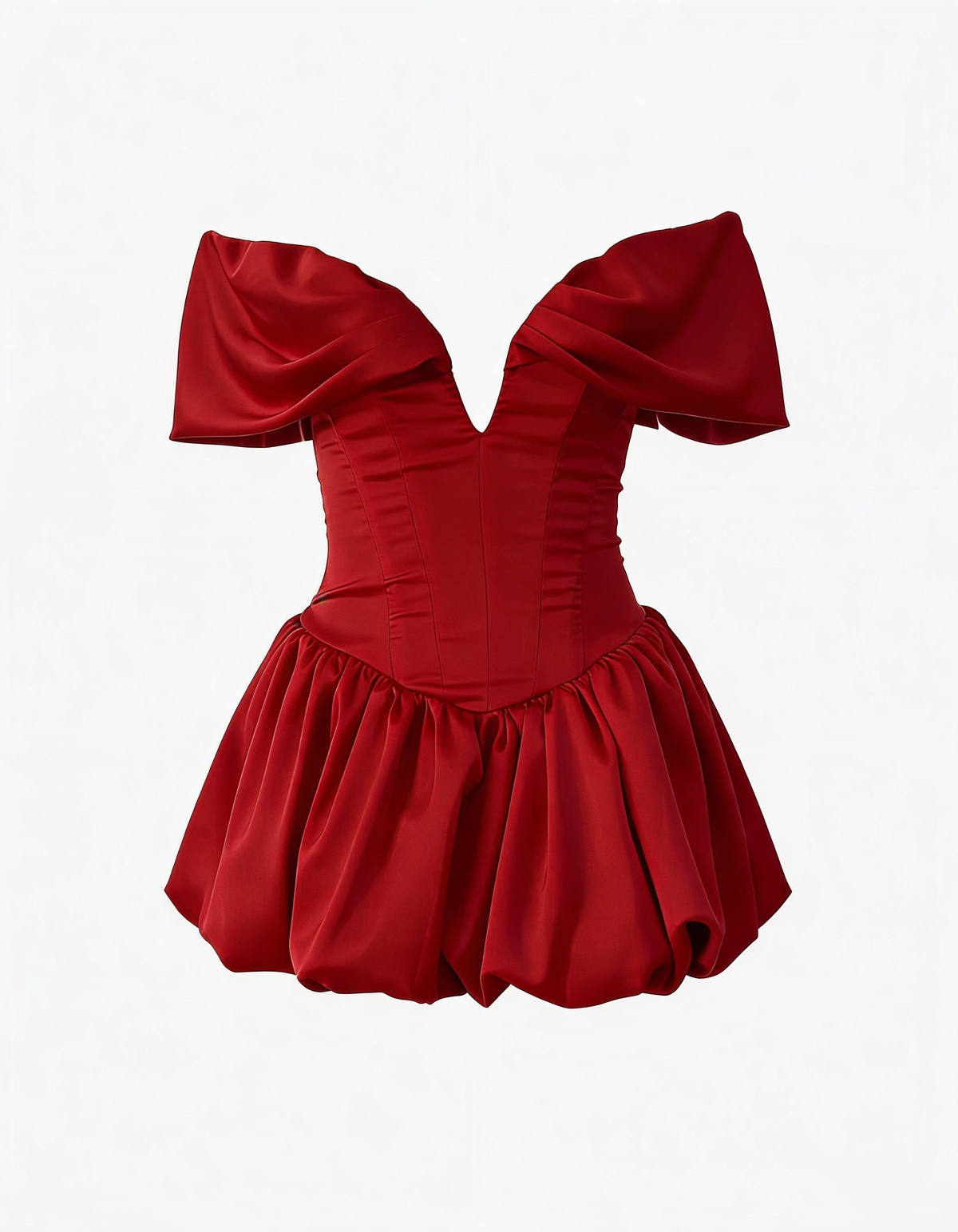 Nina | Off-Shoulder Deep Plunging V-cut Bubble Mini Dress