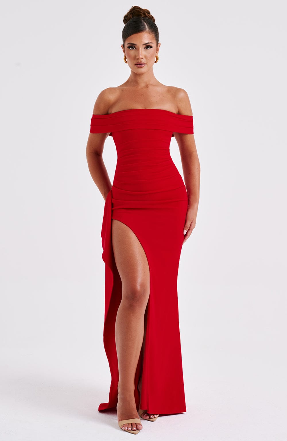 Belle | Bodycon Off-Shoulder Ruched Maxi Dress