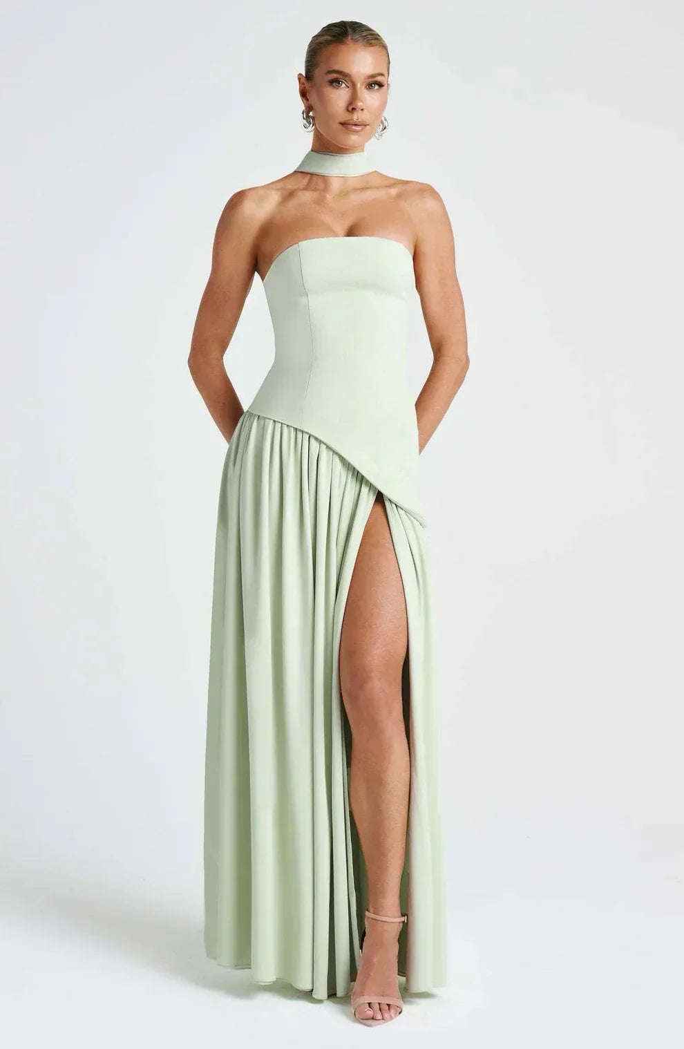 Donna | Asymmetrical Strapless Sculpted Maxi Dress