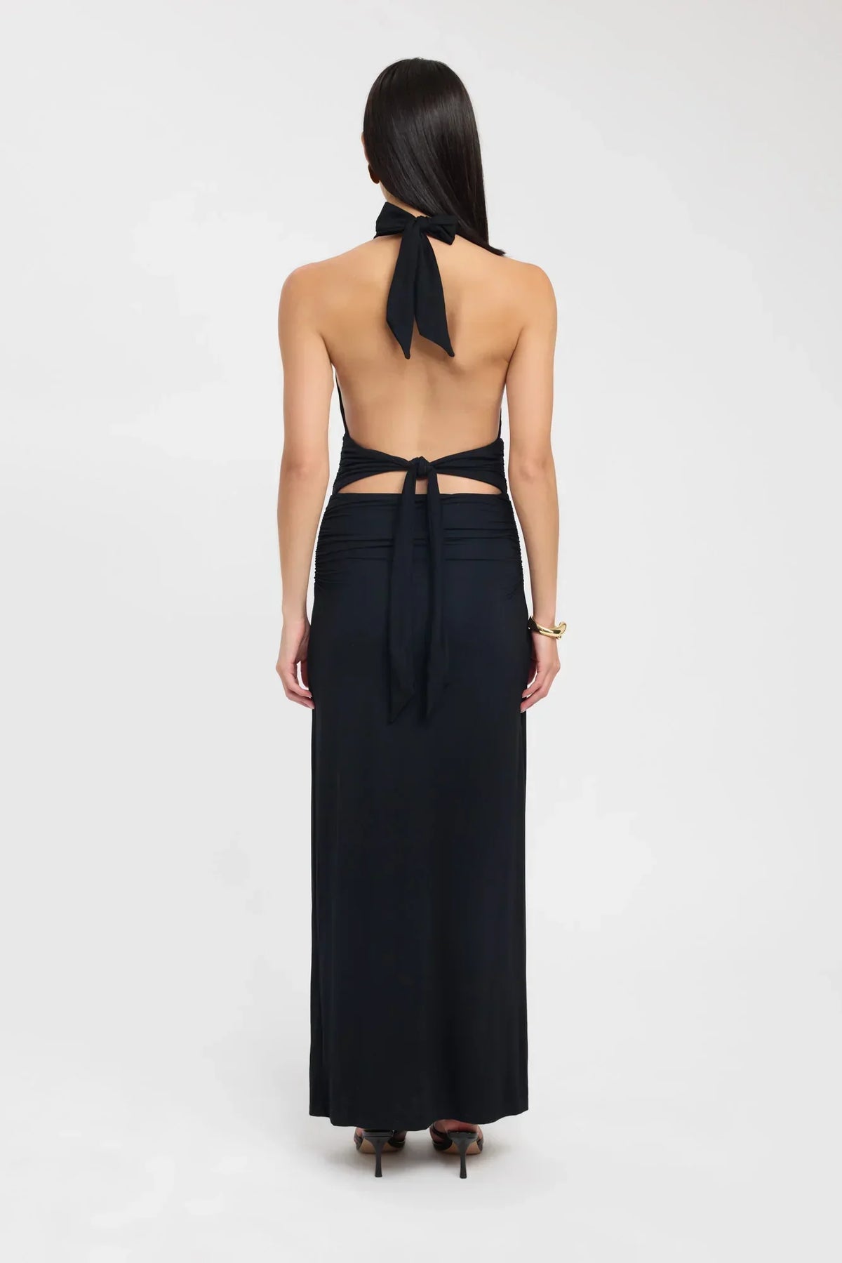 Ophelia | Open Back Ruched Plunging Maxi Dress