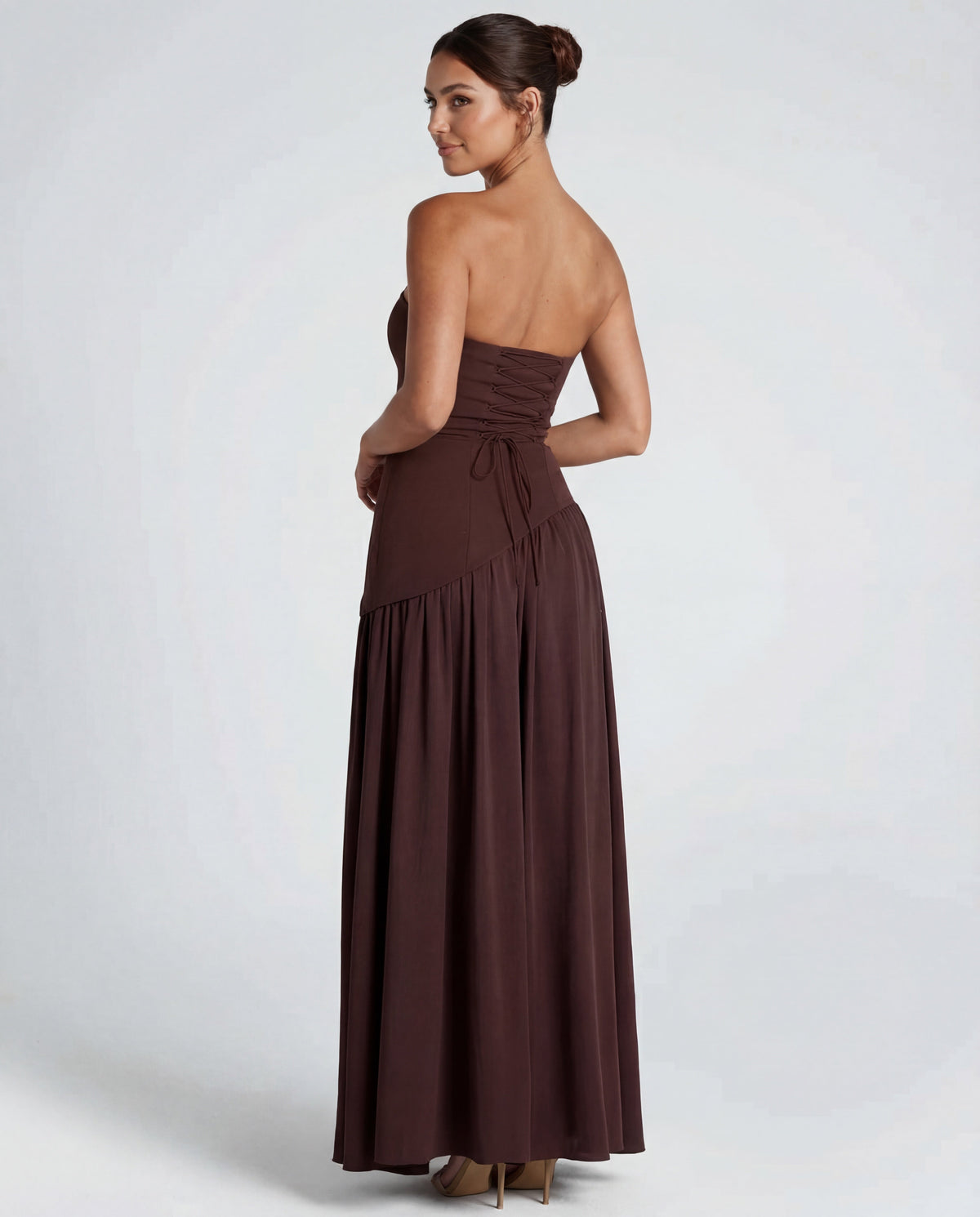 Aveline | Strapless Maxi Dress Thigh-High Split