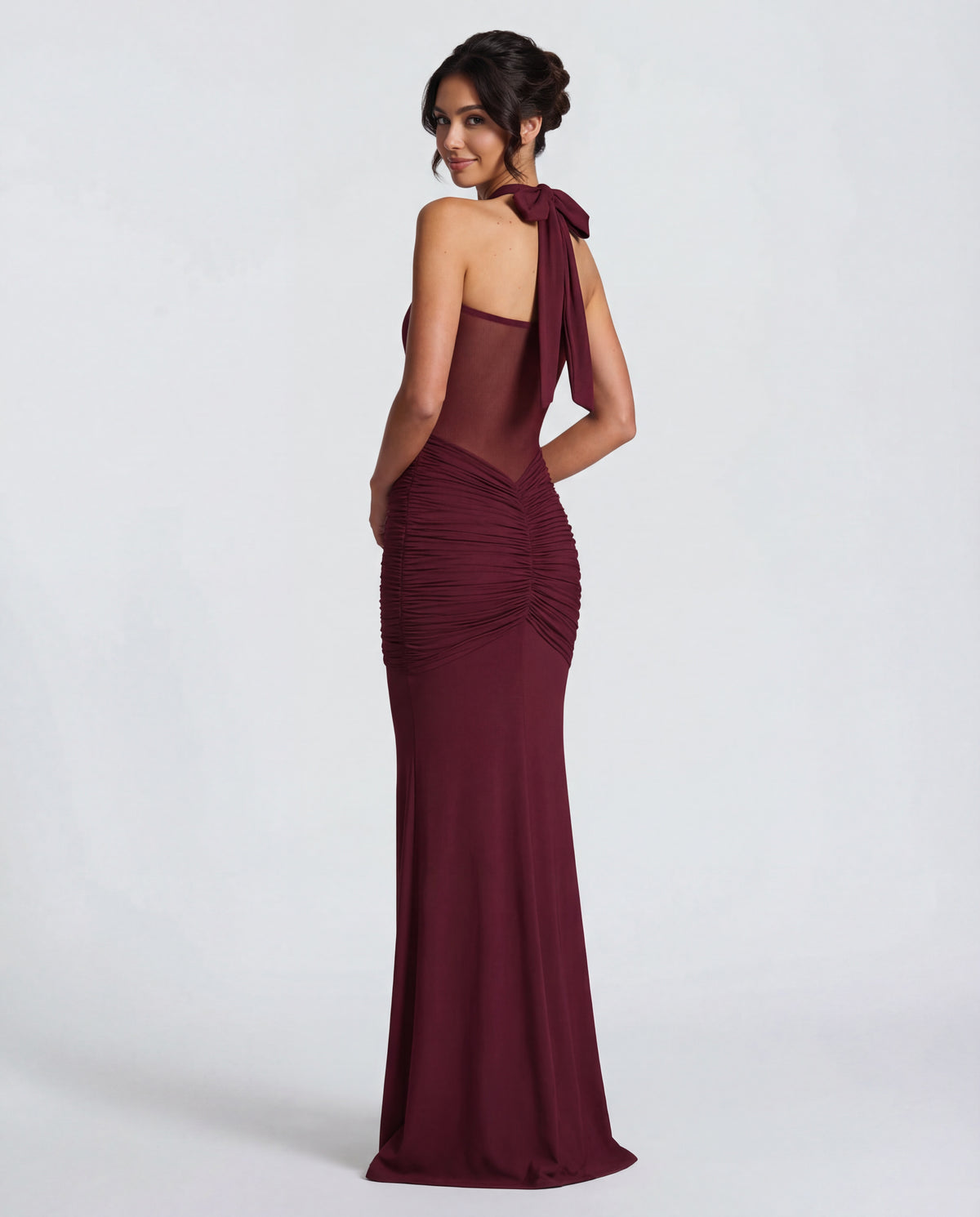 Rosabella | Radiant Yellow Halter Neck Ruched Maxi Dress