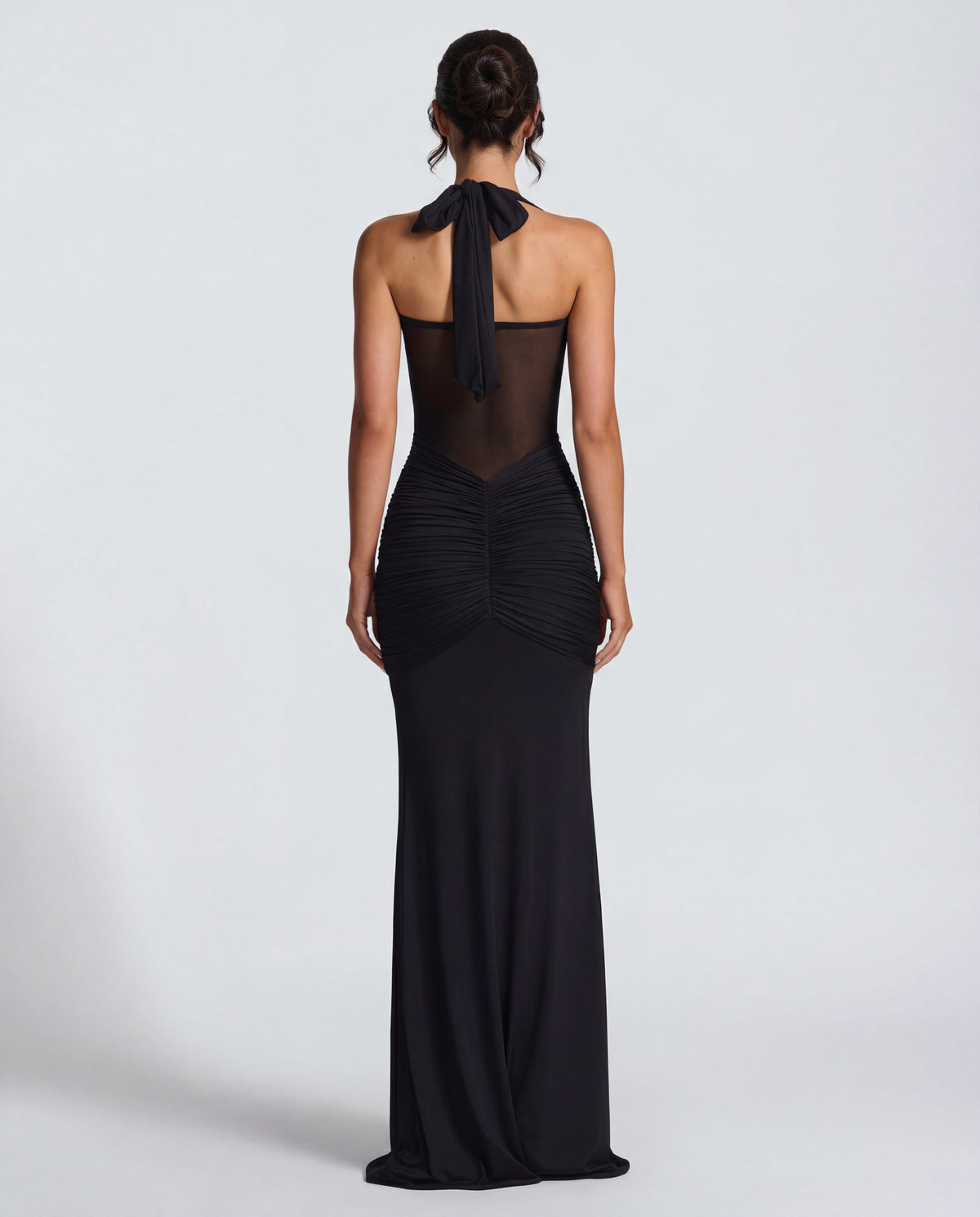 Rosabella | Radiant Yellow Halter Neck Ruched Maxi Dress