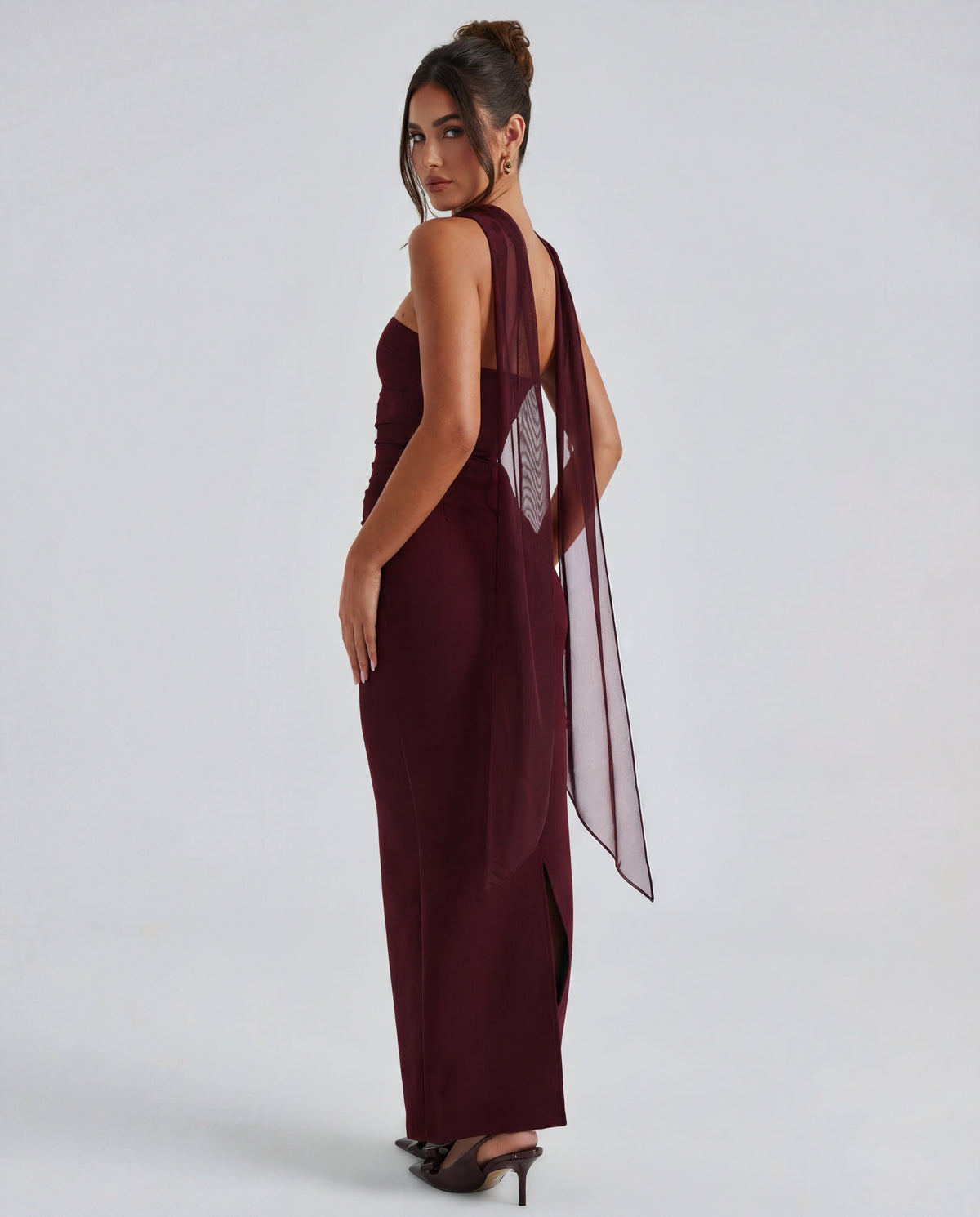 Ella | Strapless Sculpting Maxi Dress with Removable Mesh Scarf