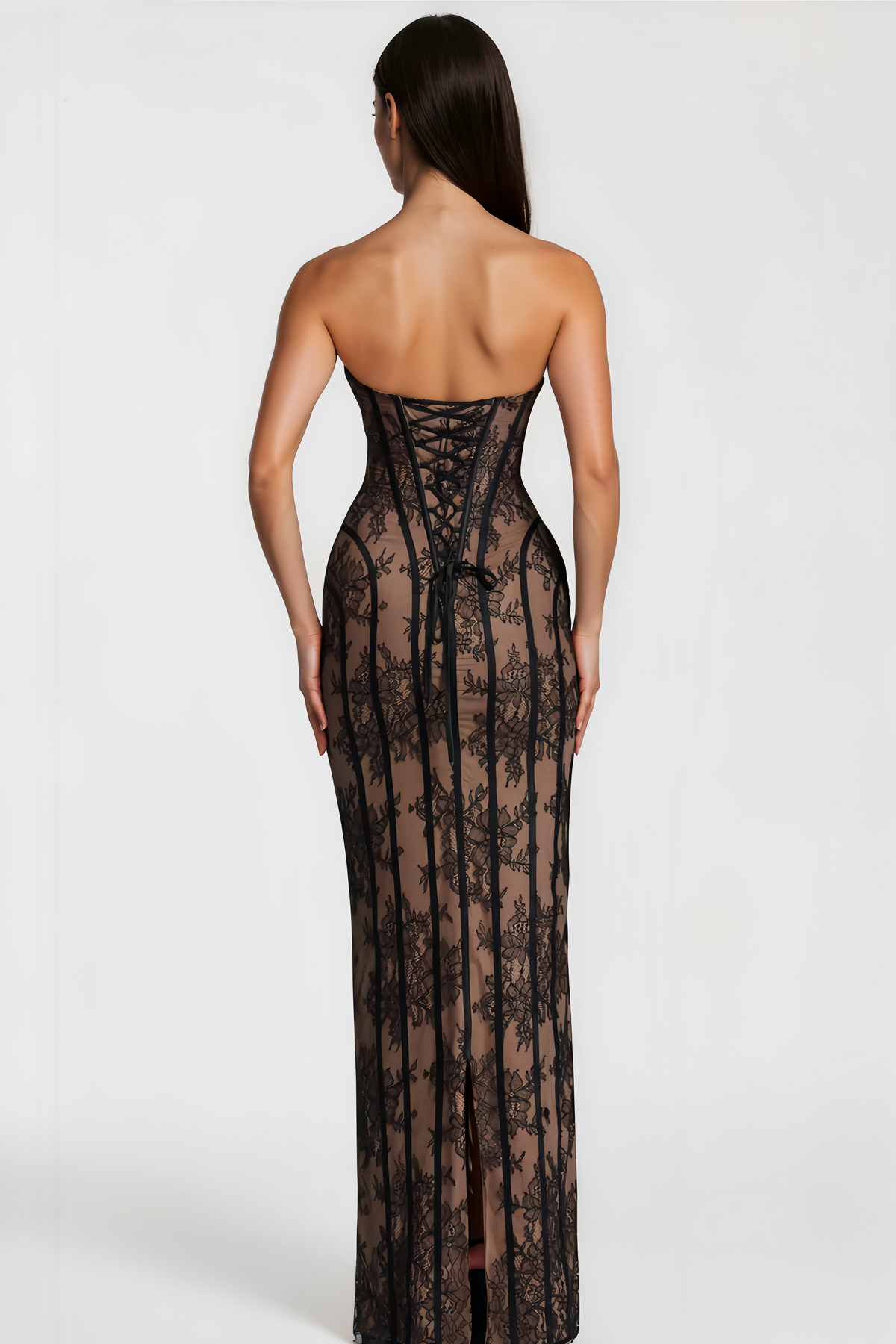 Urszula | Black Off-Shoulder Floral Lace Maxi Dress