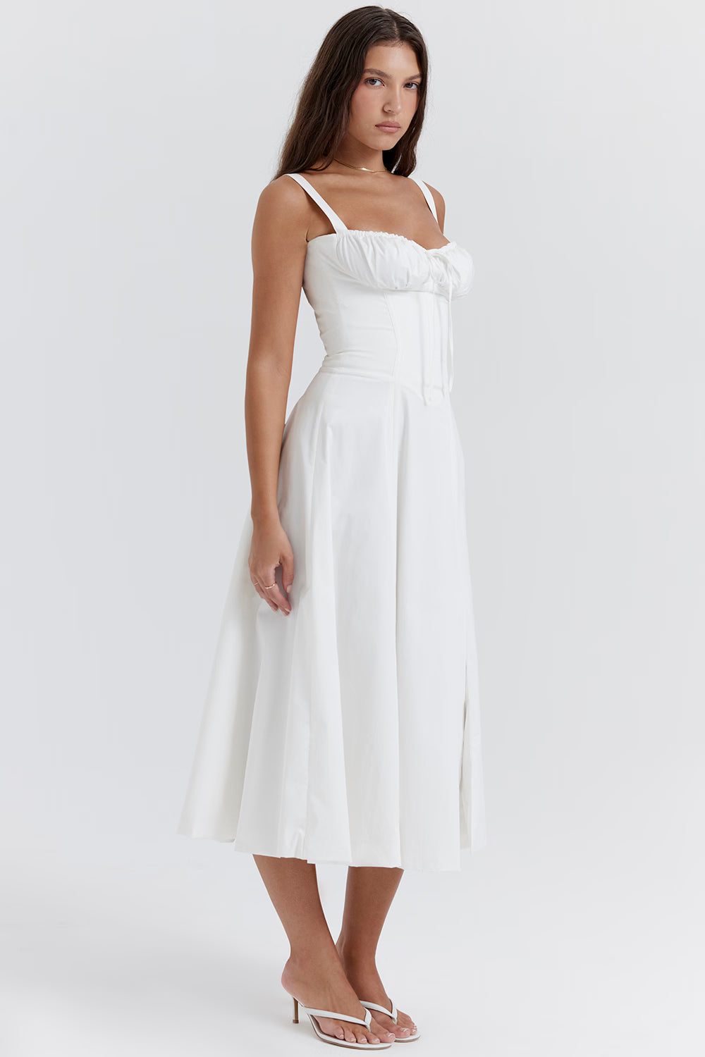 Carmen | Ruched Bodice with High Slit Midi Dress
