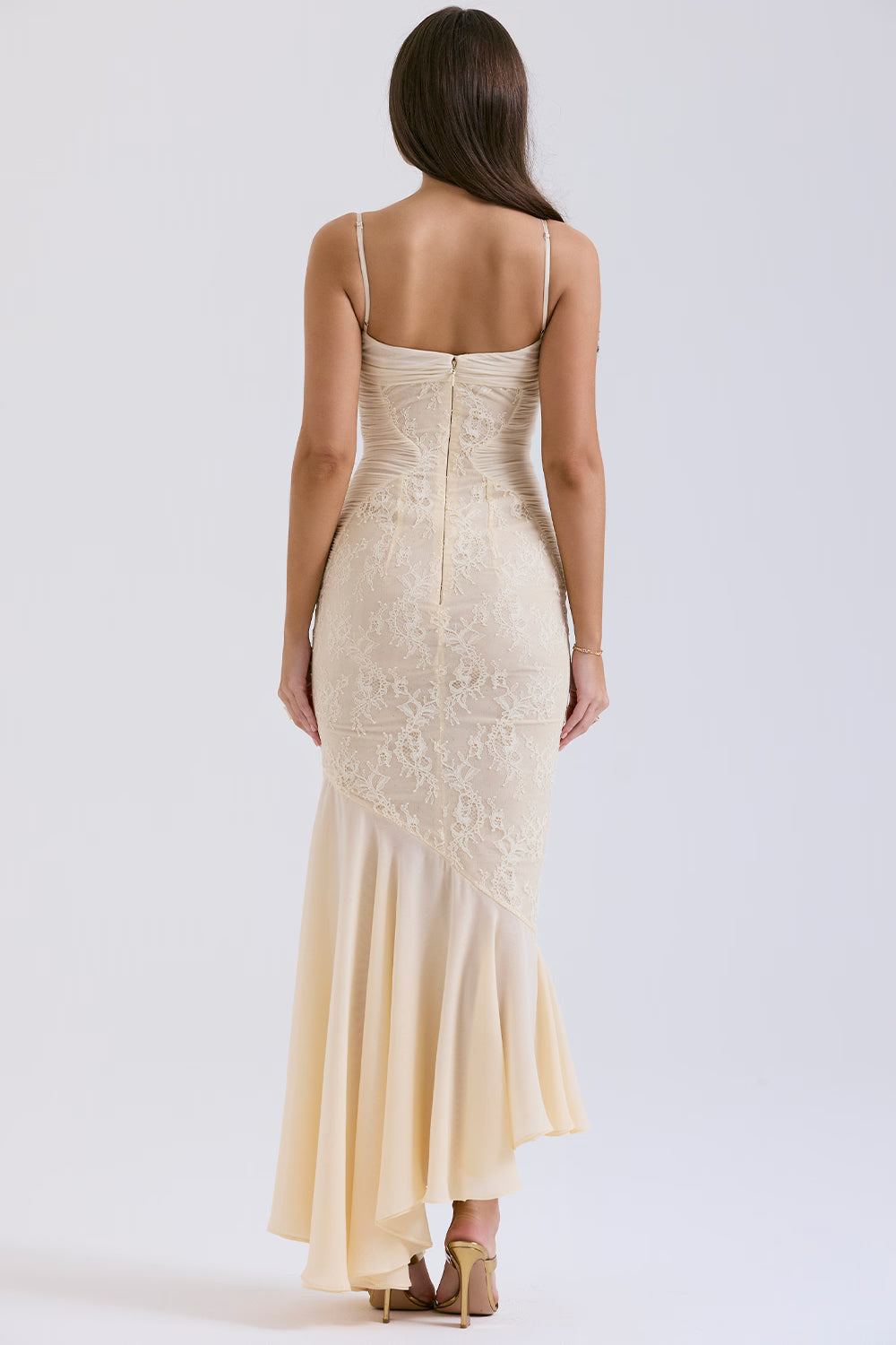 Hana | Fluid Sculpted Bodice Ethereal Vanilla Maxi Dress