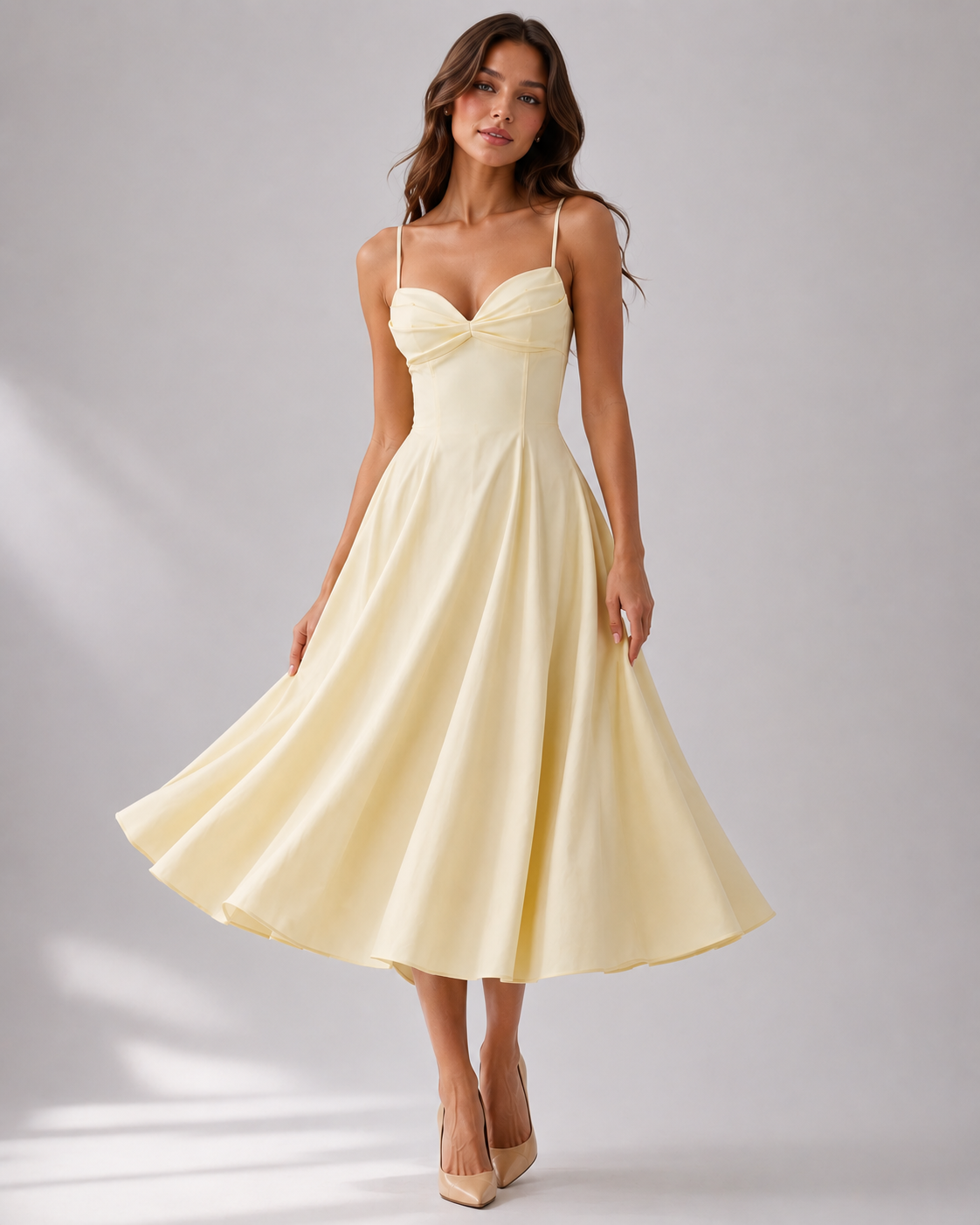 Delali | Pima Cotton Gathered Bust Midi Dress