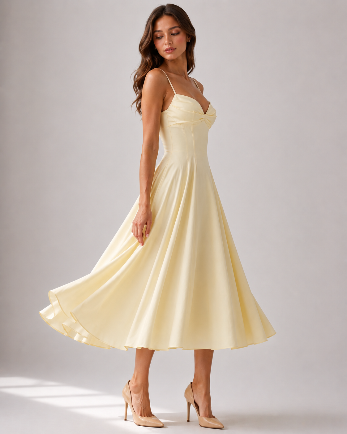 Delali | Pima Cotton Gathered Bust Midi Dress