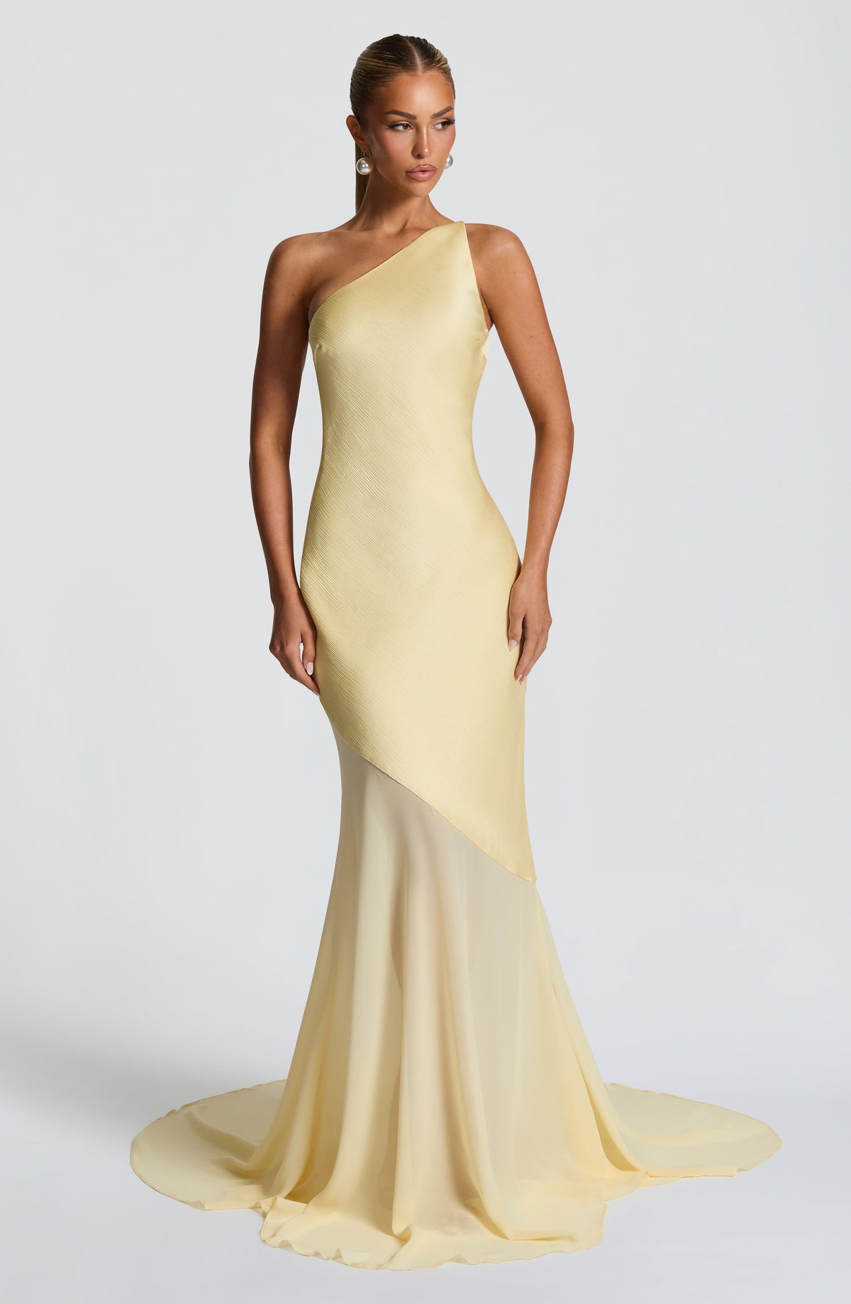 Caprice | Women's Yellow One-Shoulder Maxi Wedding Guest Dress