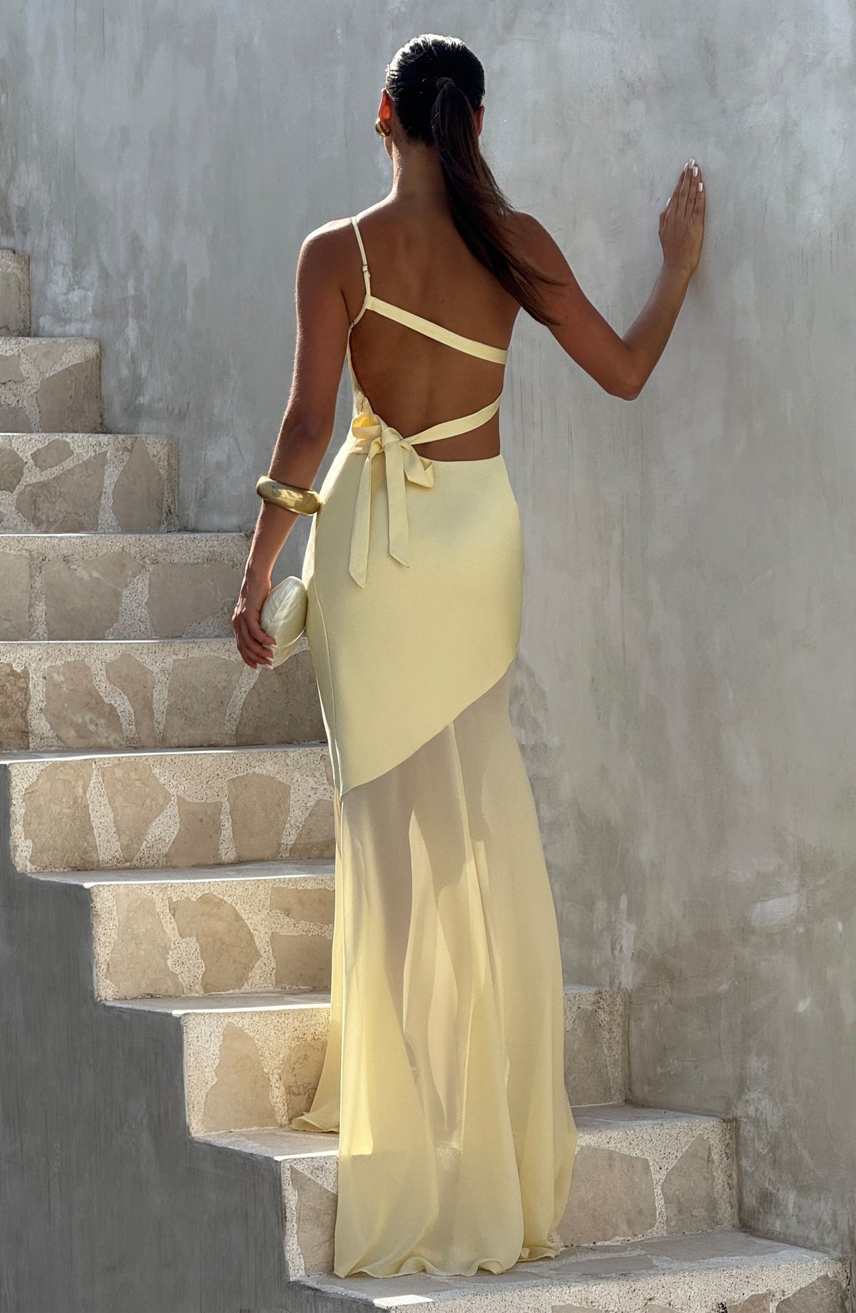 Caprice | Women's Yellow One-Shoulder Maxi Wedding Guest Dress
