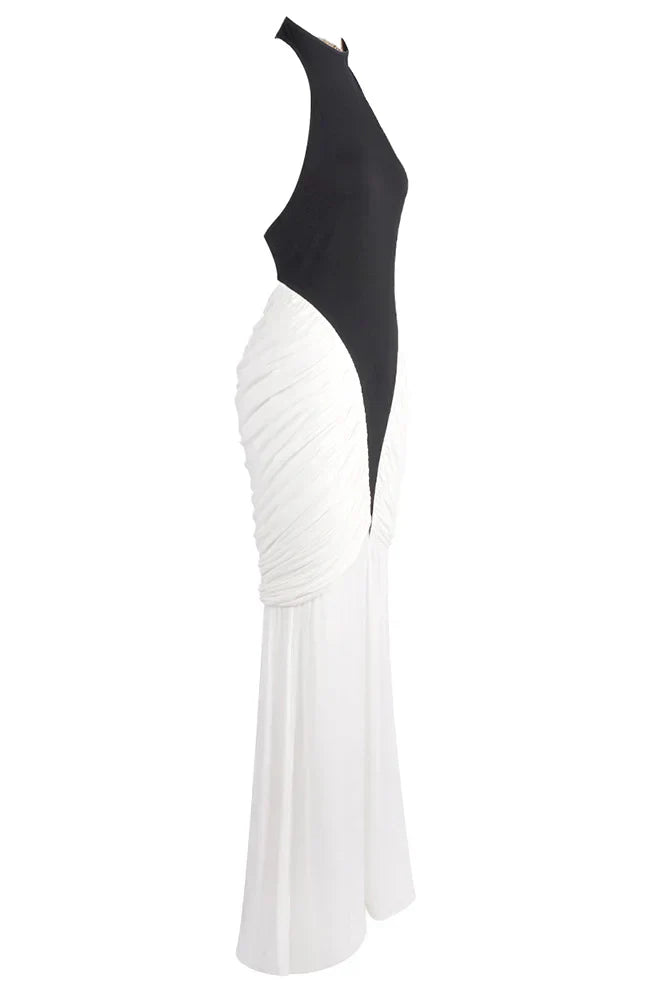 Women's Sleeveless Backless Ruched Bodycon Maxi Dress