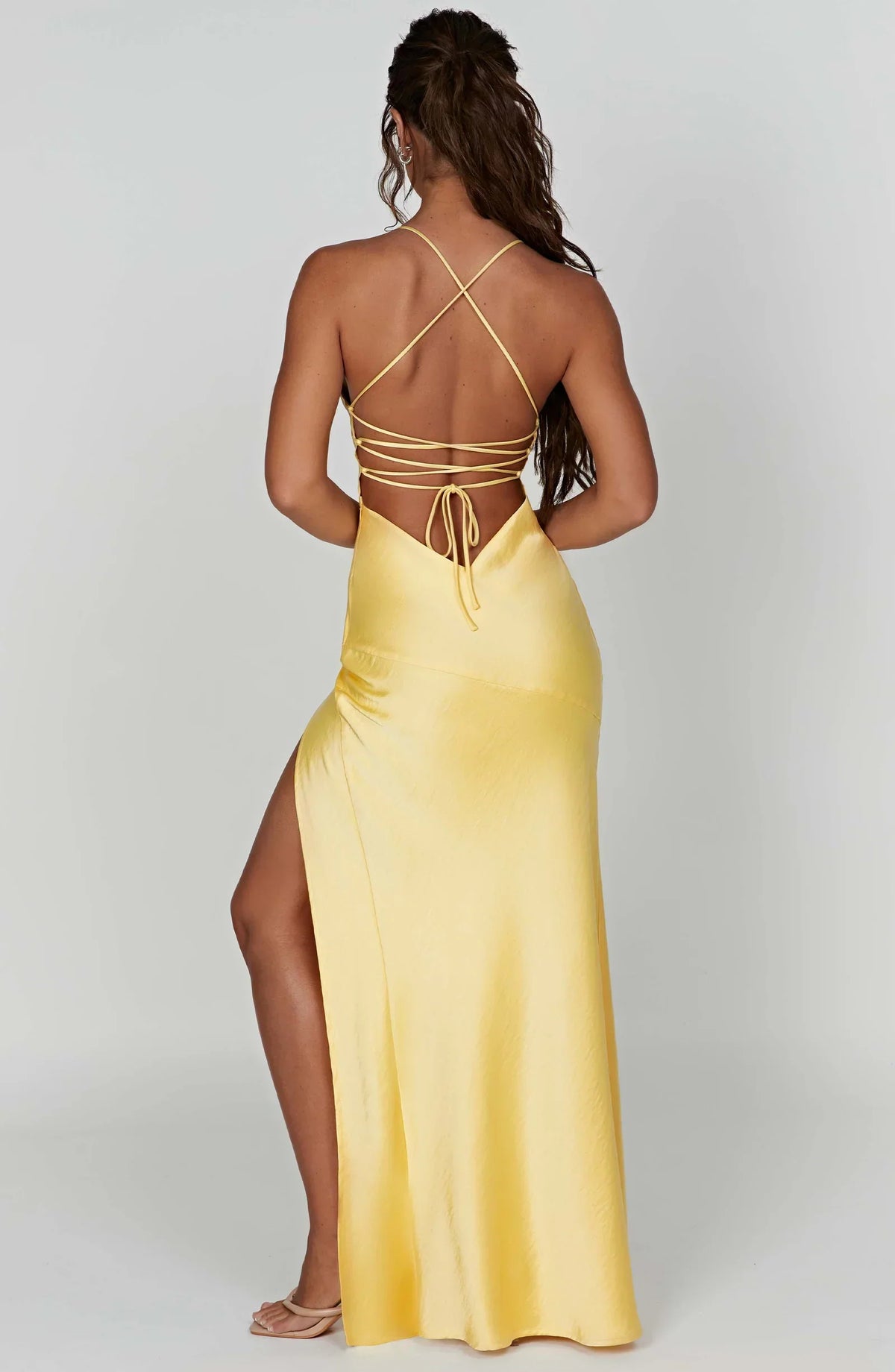 Daisy | Satin Plunge Maxi Dress with Thigh-High Split