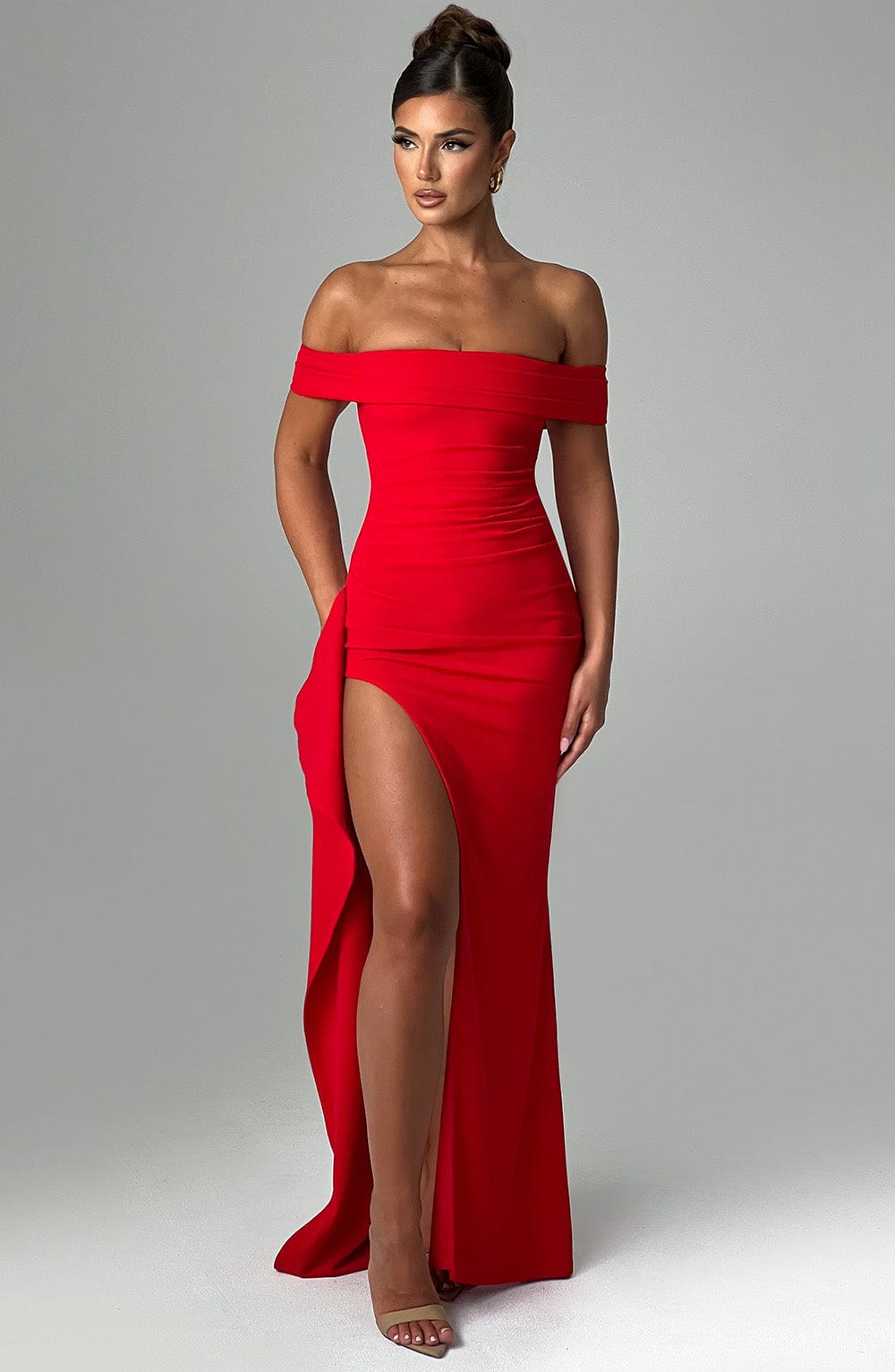 Belle | Bodycon Off-Shoulder Ruched Maxi Dress