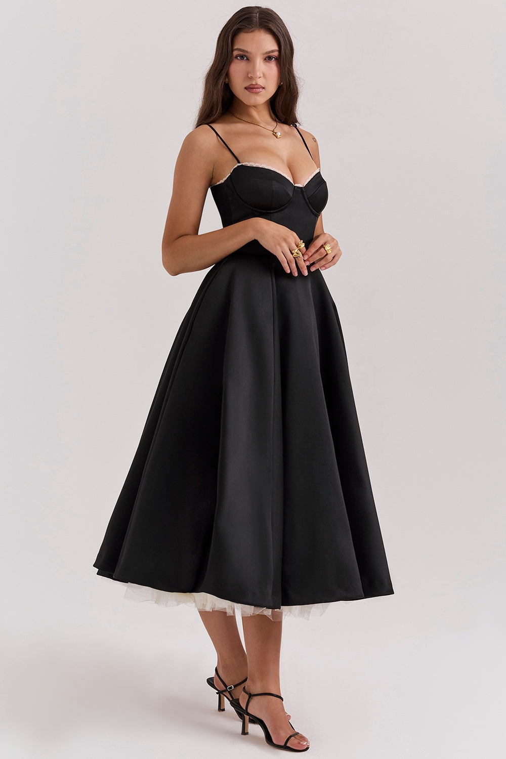 Daisy | Structured Bodice Luxurious Satin Corset Midi Dress