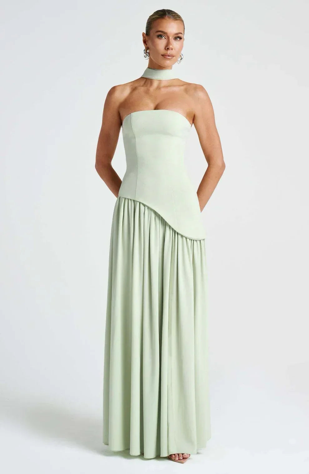 Donna | Asymmetrical Strapless Sculpted Maxi Dress
