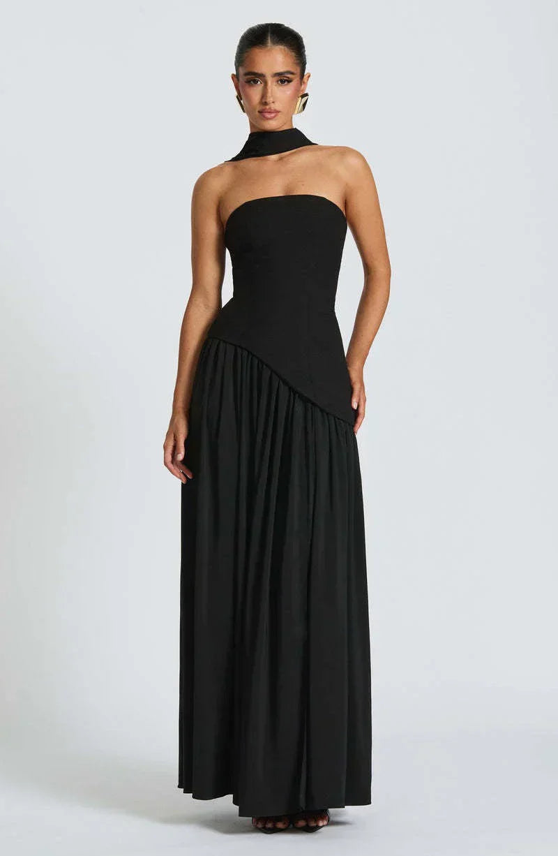 Donna | Asymmetrical Strapless Sculpted Maxi Dress