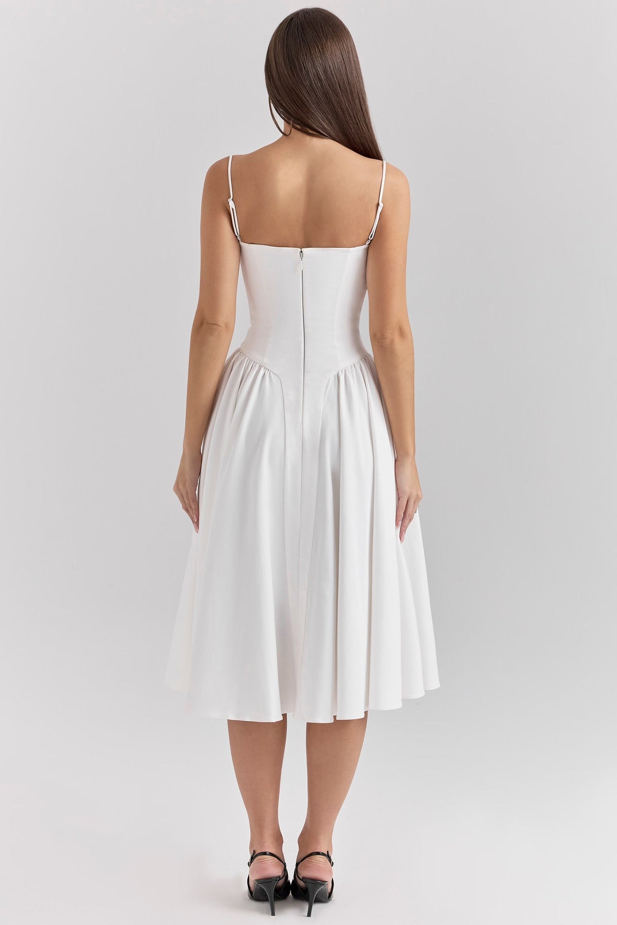 Charlotte | Underwired Sweetheart Twill Corset Midi Dress