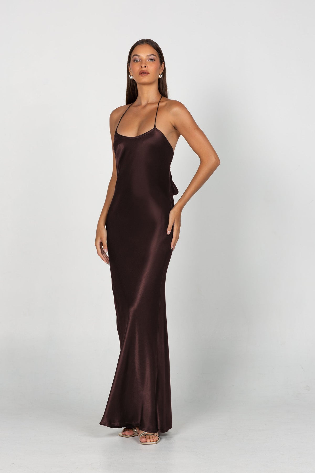 Euredice | Into Love Halter Maxi Dress  High-Shine Satin Bridesmaid Gown