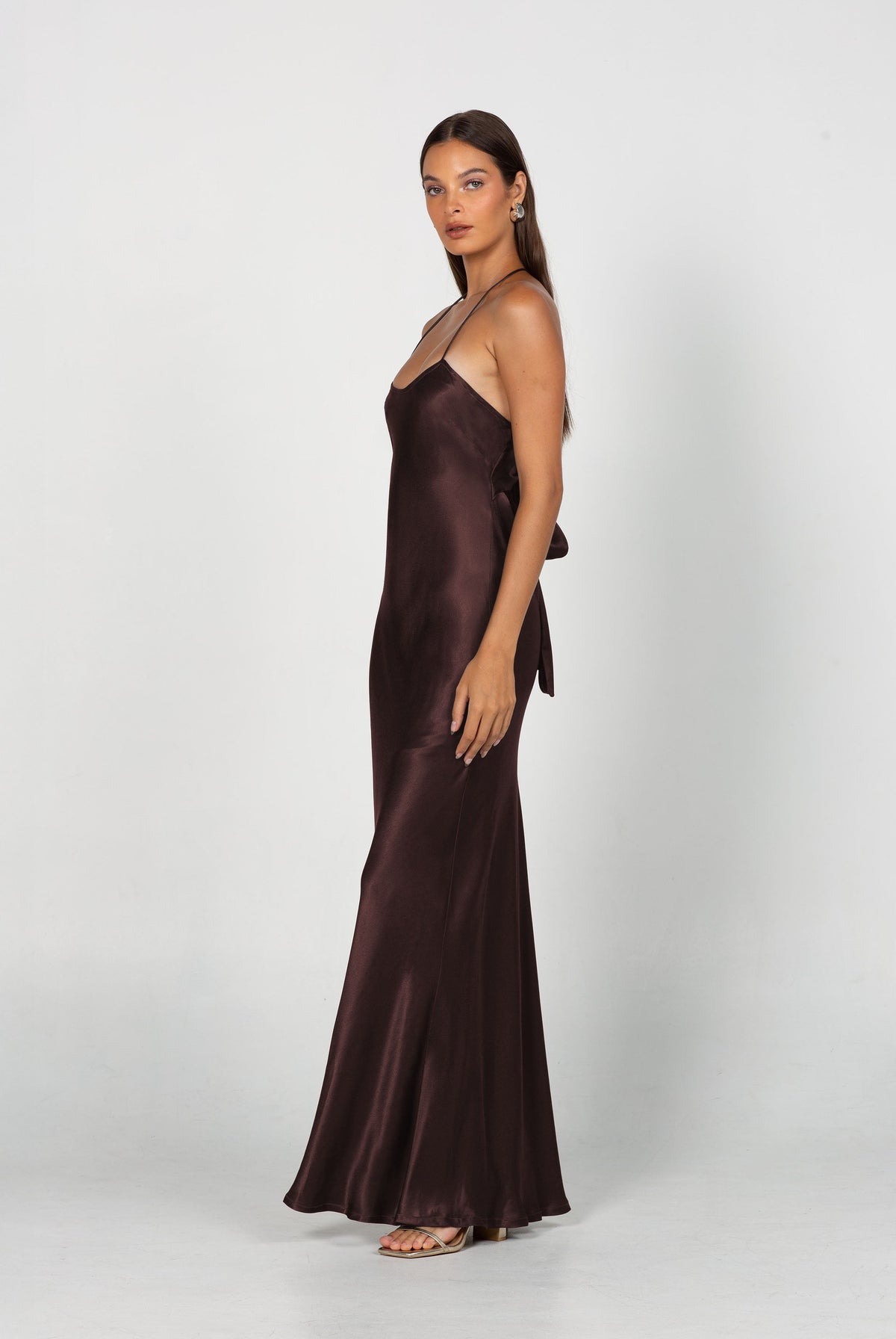 Euredice | Into Love Halter Maxi Dress  High-Shine Satin Bridesmaid Gown