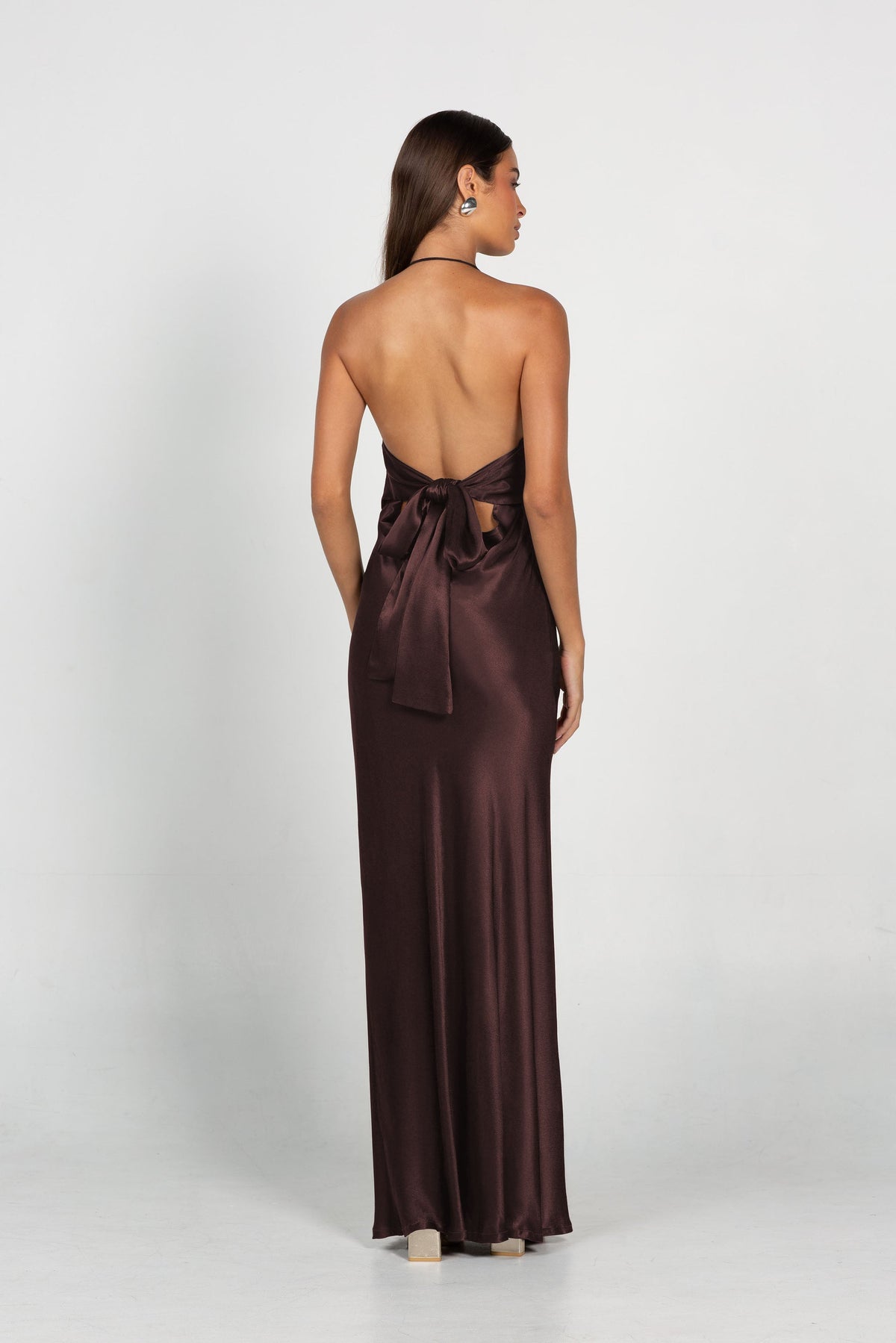 Euredice | Into Love Halter Maxi Dress  High-Shine Satin Bridesmaid Gown