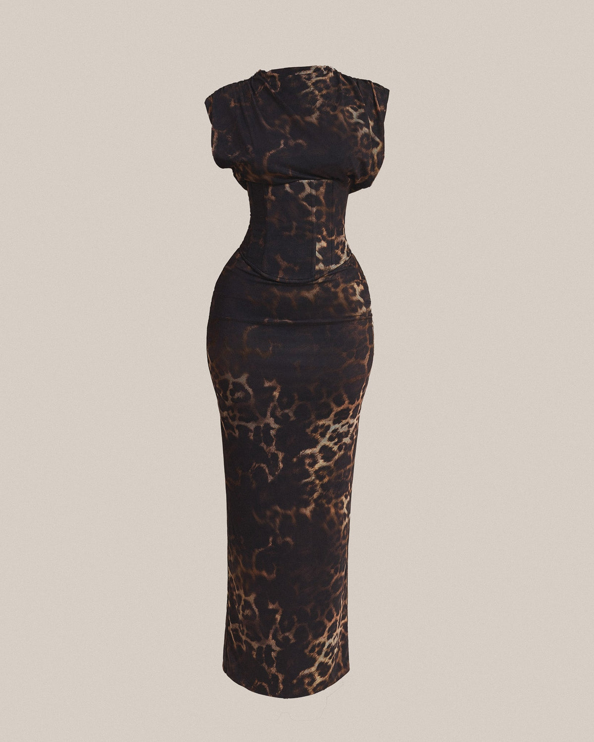 Sandra | Leopard Print High Neck Maxi Dress