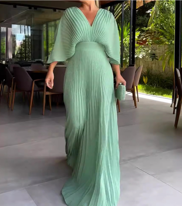Maddy | Sophisticated Summer Vibrant Pleated Maxi Dress