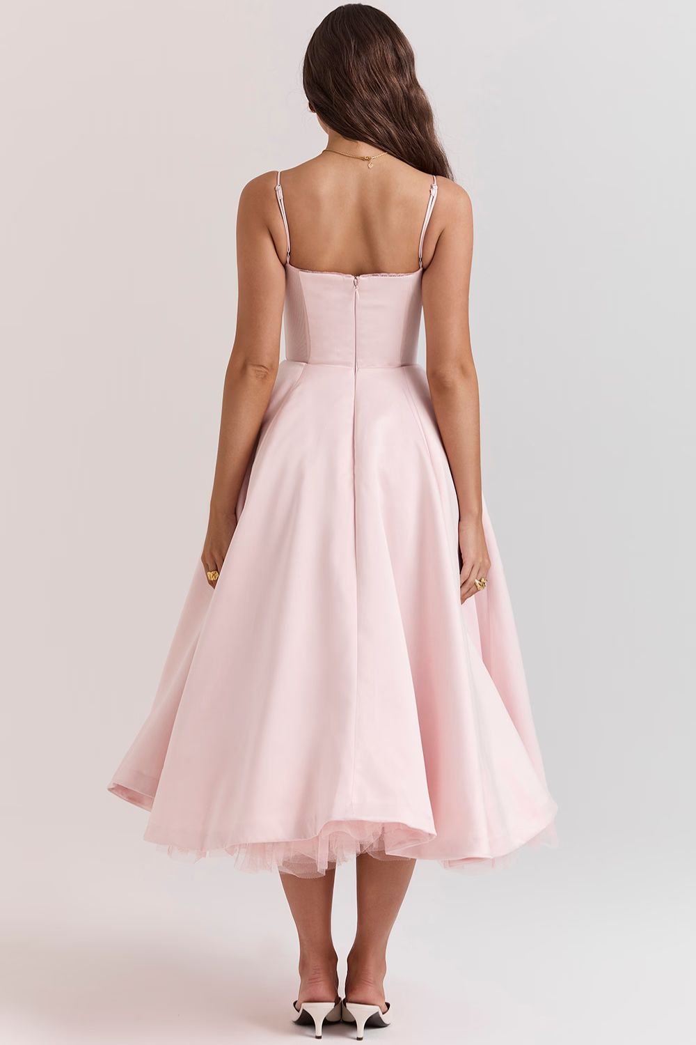 Daisy | Structured Bodice Luxurious Satin Corset Midi Dress