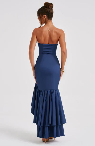 Martyna | Strapless High-Low Ruffle Maxi Dress