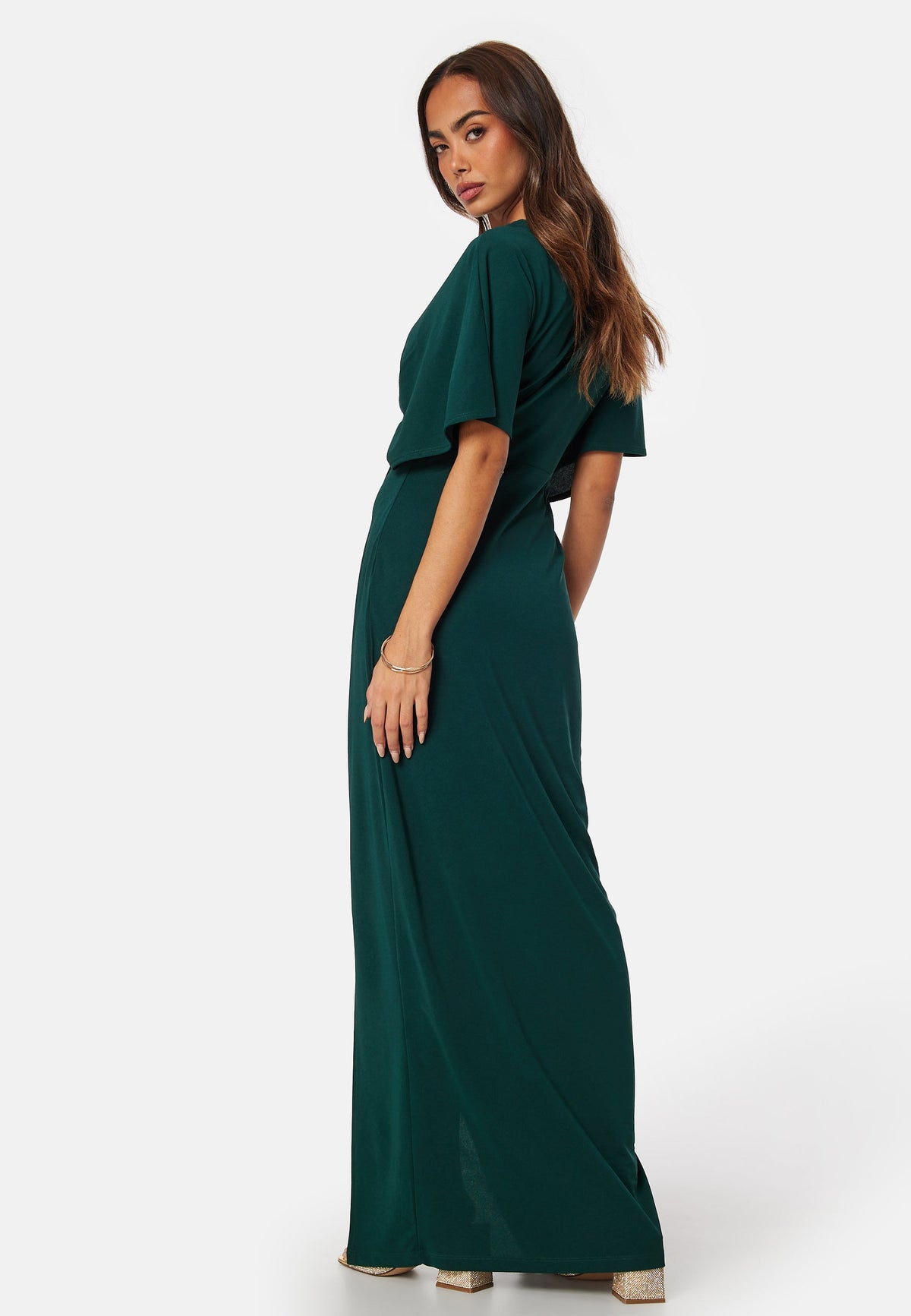 Lana | Dark Green Wrap-Style Maxi Dress