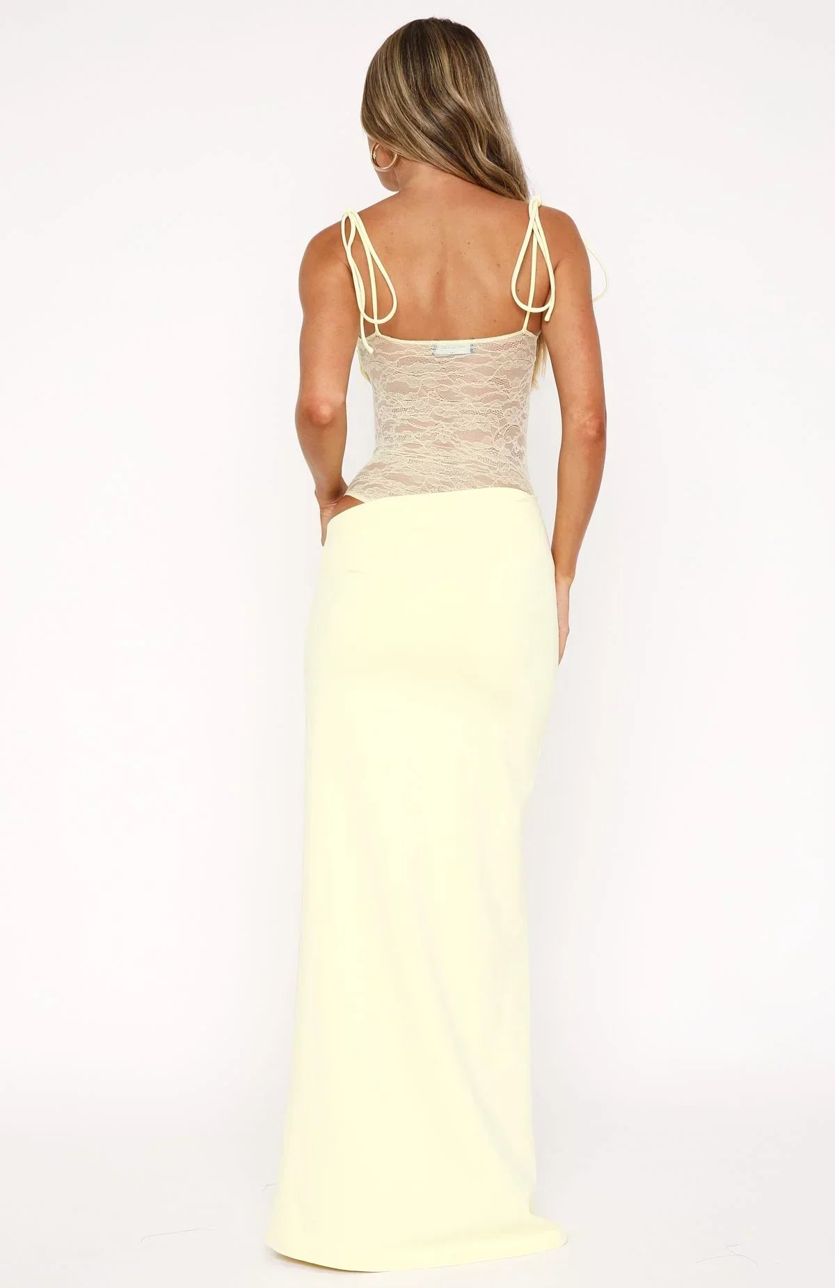 Amelie | Sheer Lace Bodice Cut-Out Maxi Dress