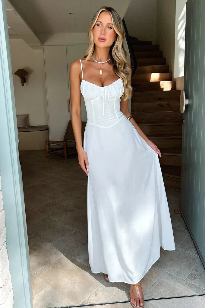 Mia | Sweetheart Tie-Front Flowy Maxi Dress