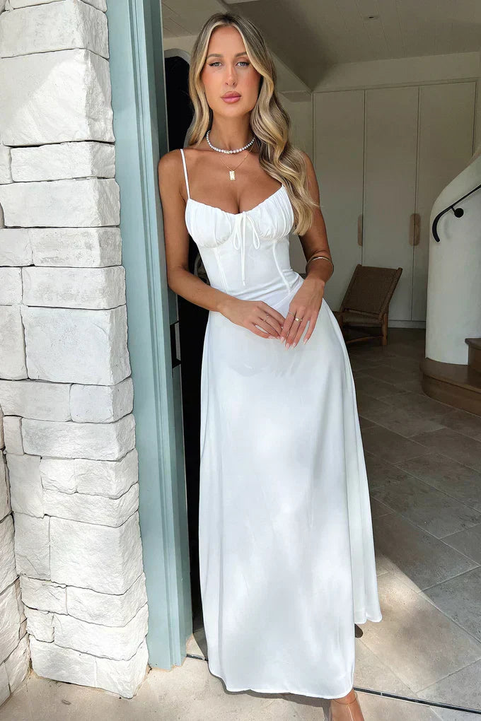 Mia | Sweetheart Tie-Front Flowy Maxi Dress