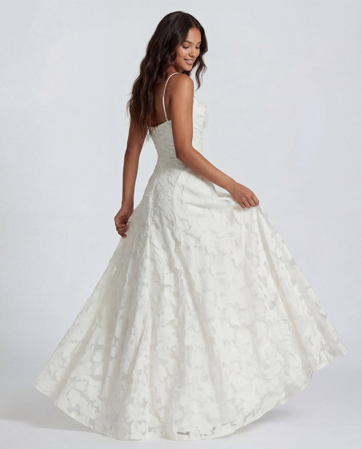 Sofia | Spaghetti Strap Straight Neckline Floral Lace Maxi Dress