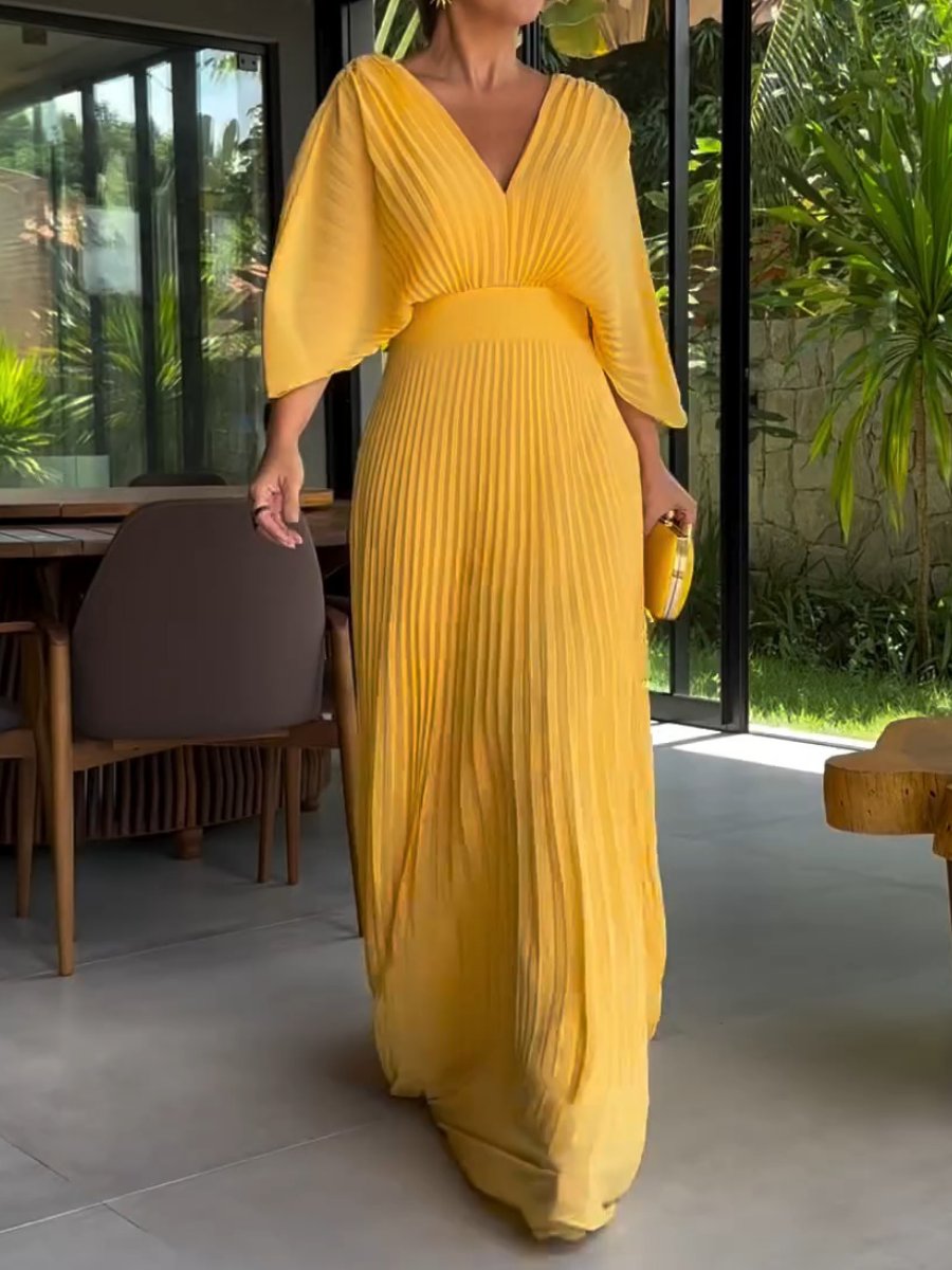 Maddy | Sophisticated Summer Vibrant Pleated Maxi Dress