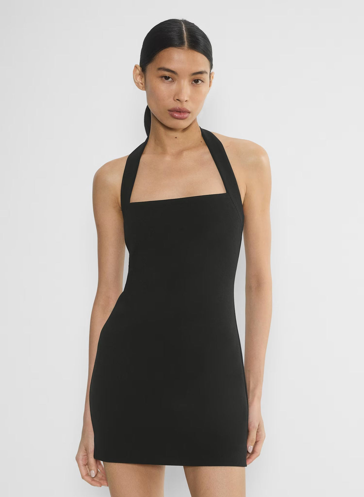 Colleen | Sleek Straight Neckline Tailored Structured Mini Dress
